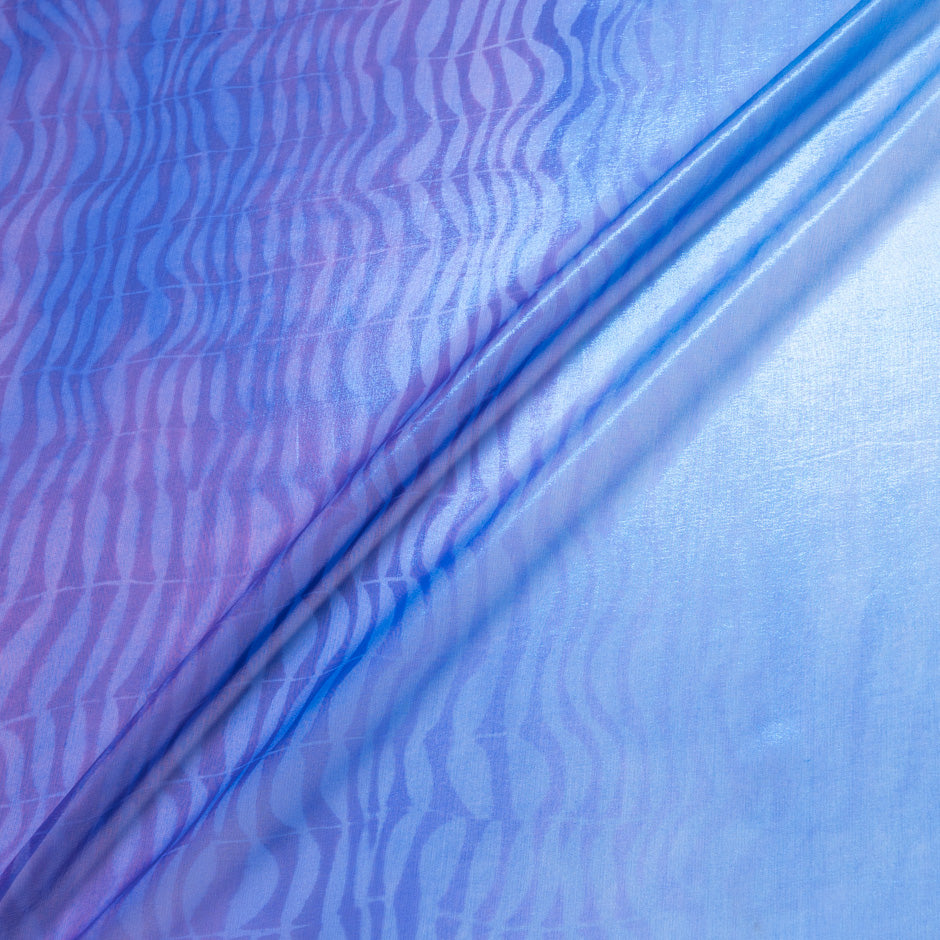 Blue & Purple Metallic Printed Silk Chiffon