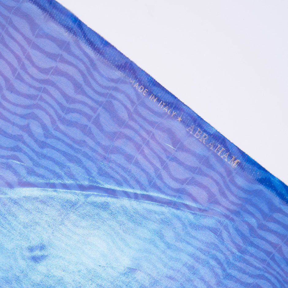 Blue & Purple Metallic Printed Silk Chiffon