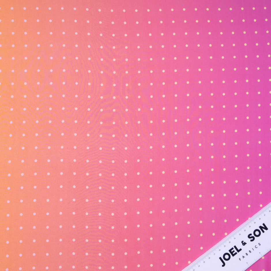 Pink, Orange, Yellow Spotted Ombré Silk Georgette