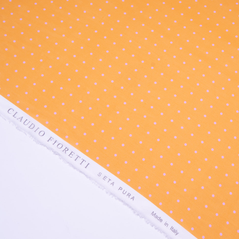 Pink, Orange, Yellow Spotted Ombré Silk Georgette