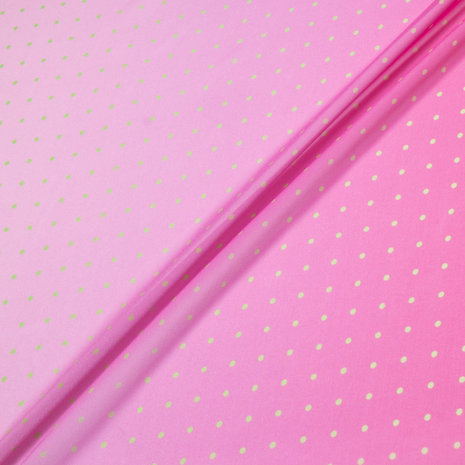 Green Spotted Pink Ombré Silk Georgette