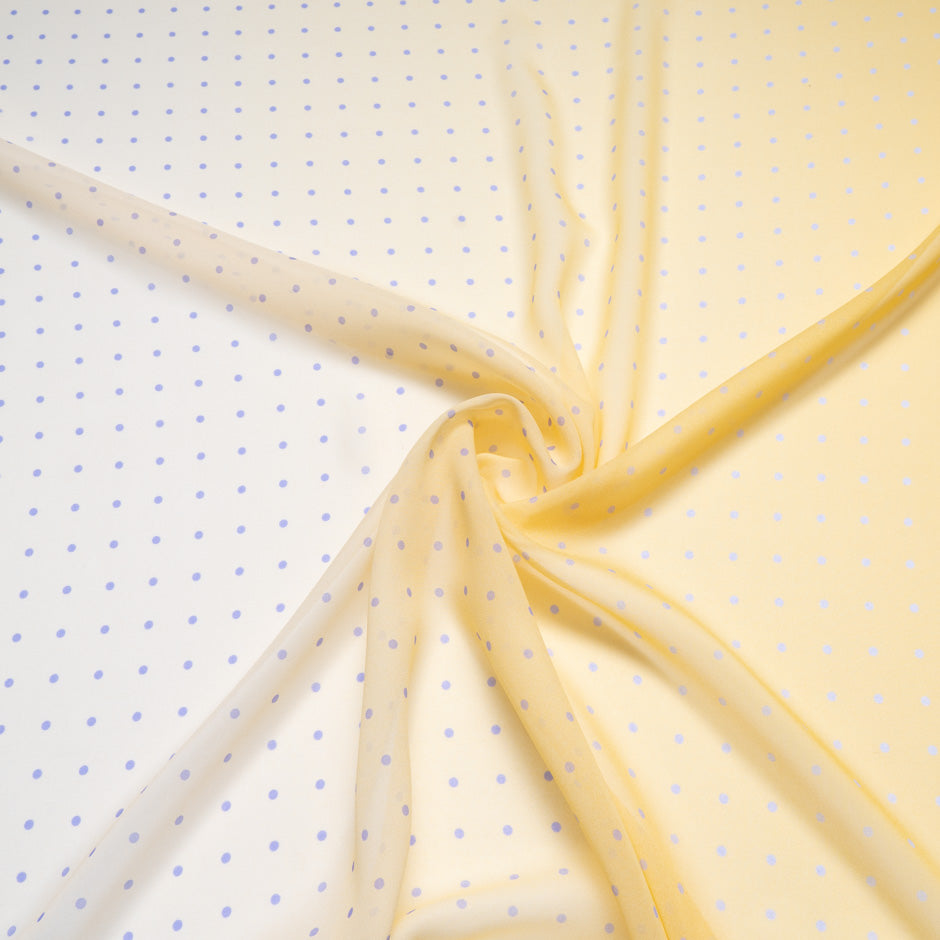 Lilac Spotted Yellow Ombré Silk Georgette