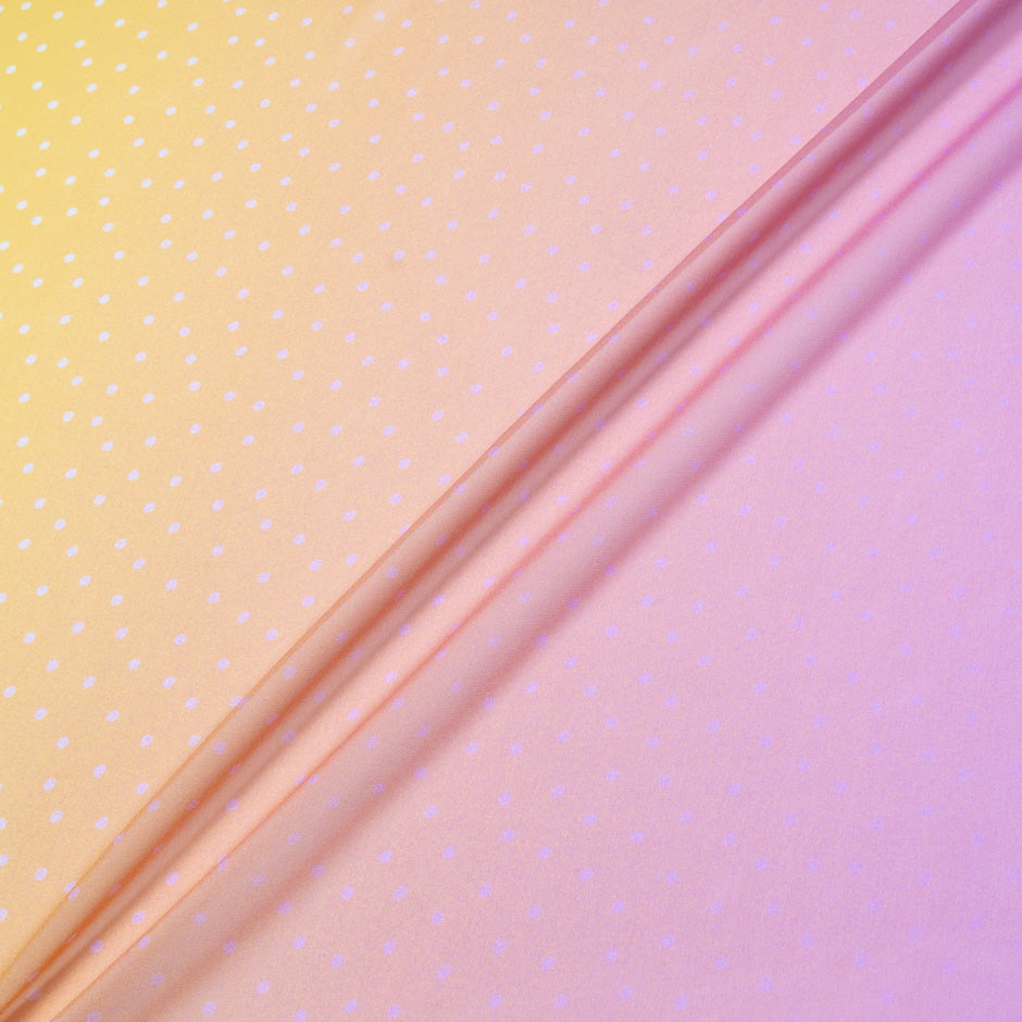 Spotted Pink & Yellow Ombré Silk Georgette