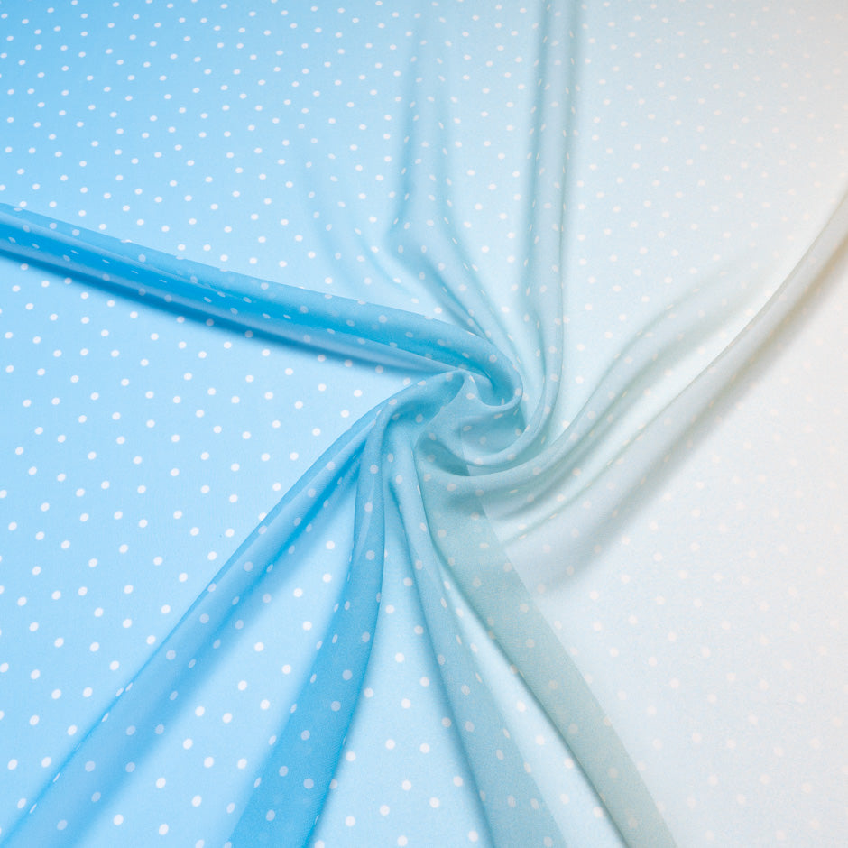 Spotted Vanilla & Blue Ombré Silk Georgette