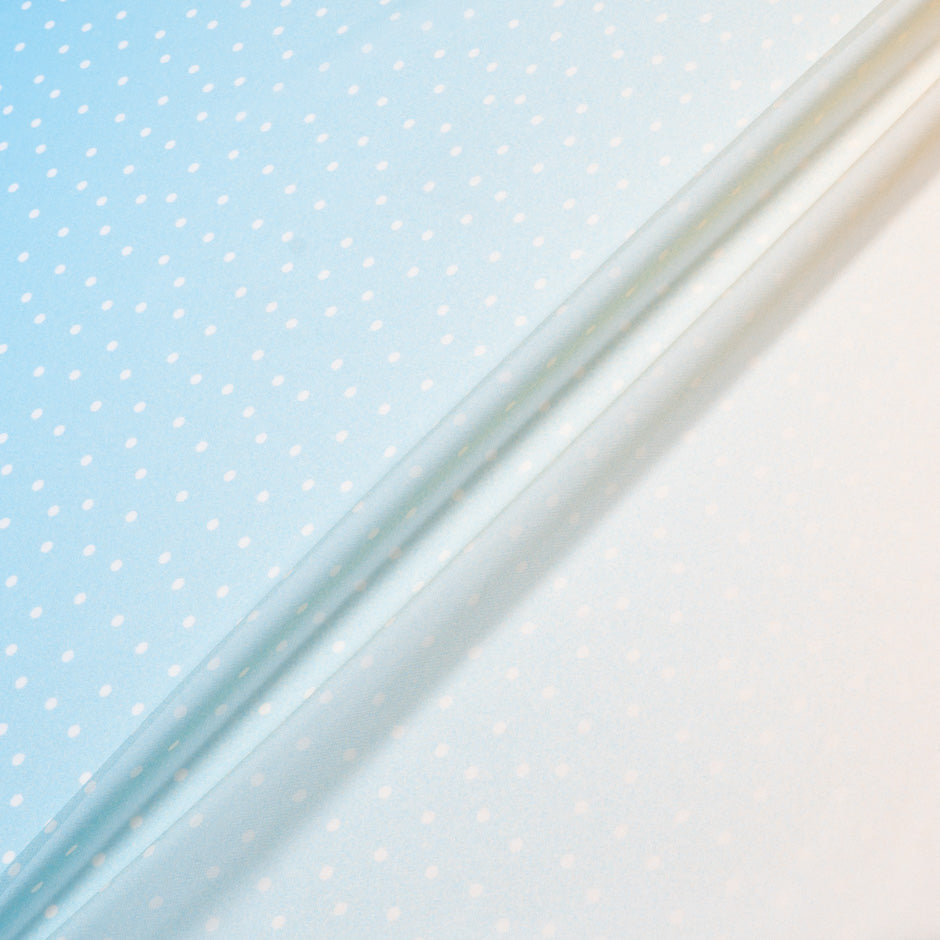 Spotted Vanilla & Blue Ombré Silk Georgette