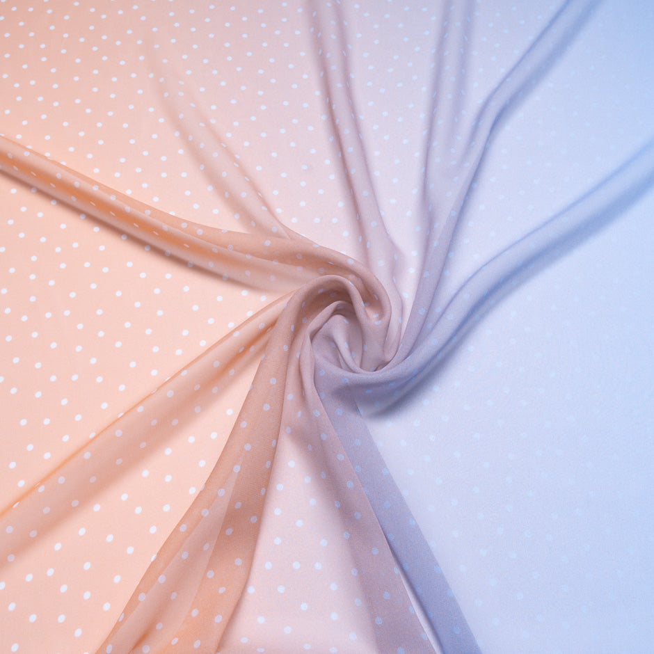 Spotted Peach & Lavender Ombré Silk Georgette