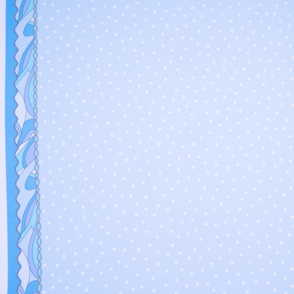 White Spotted Blue Ombré Silk Georgette