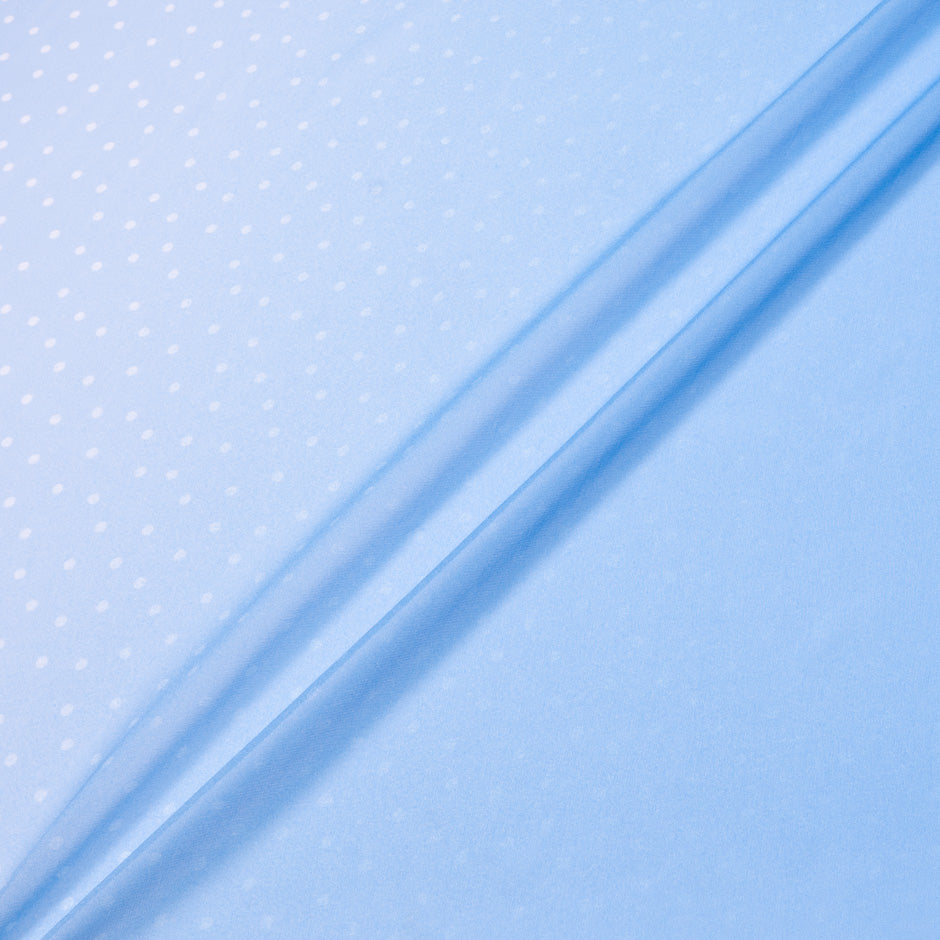 White Spotted Blue Ombré Silk Georgette