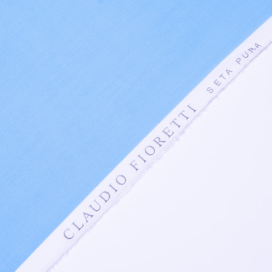 White Spotted Blue Ombré Silk Georgette
