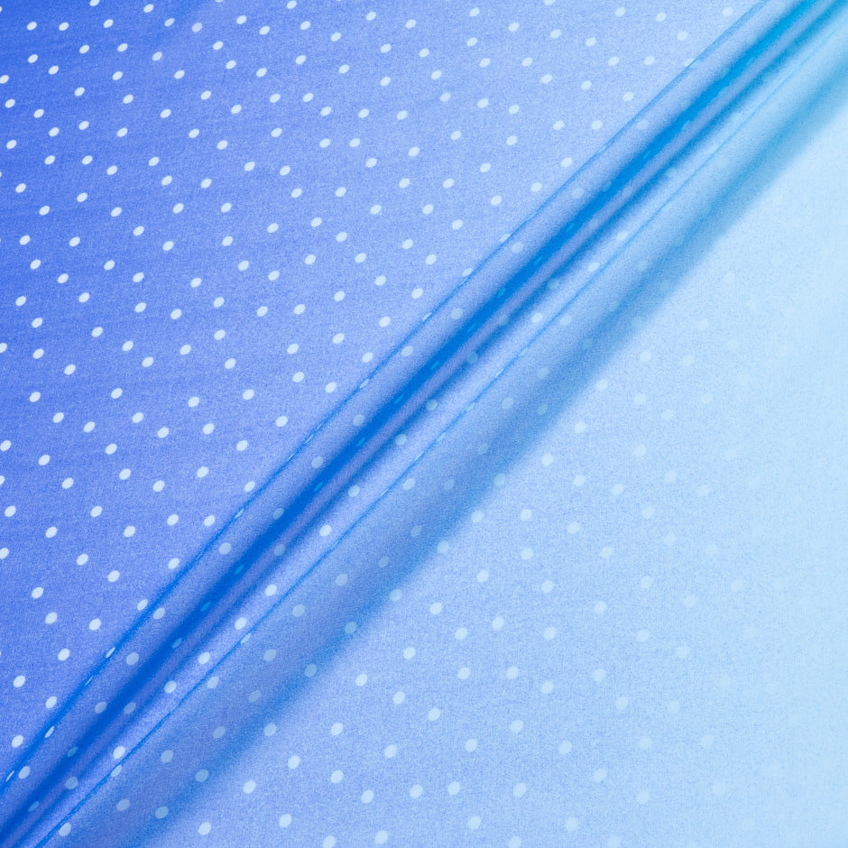 White Spotted Royal Blue Ombré Silk Georgette