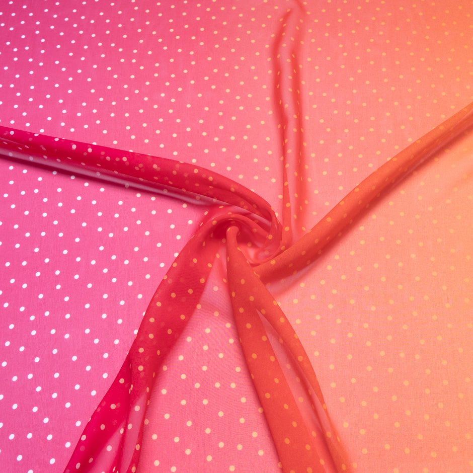 Spotted Pink & Orange Ombré Silk Georgette