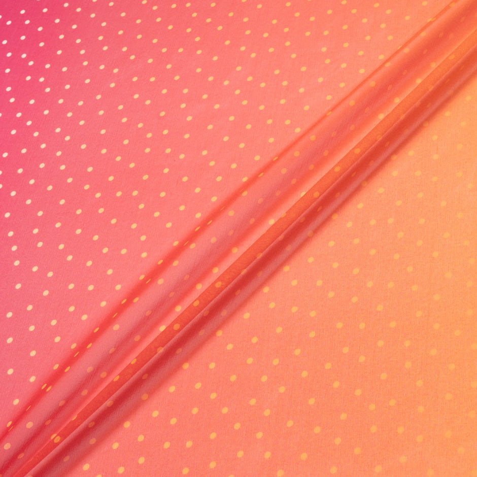 Spotted Pink & Orange Ombré Silk Georgette