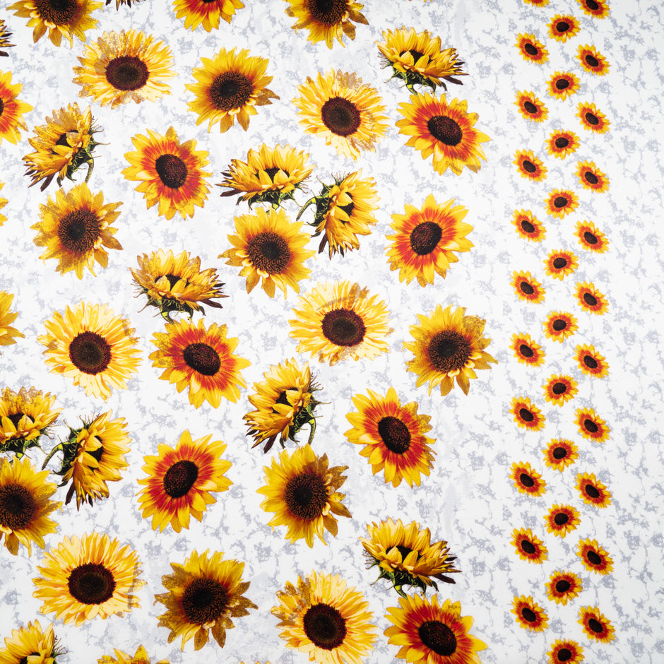 Sunflower Printed Black Pure Silk Satin