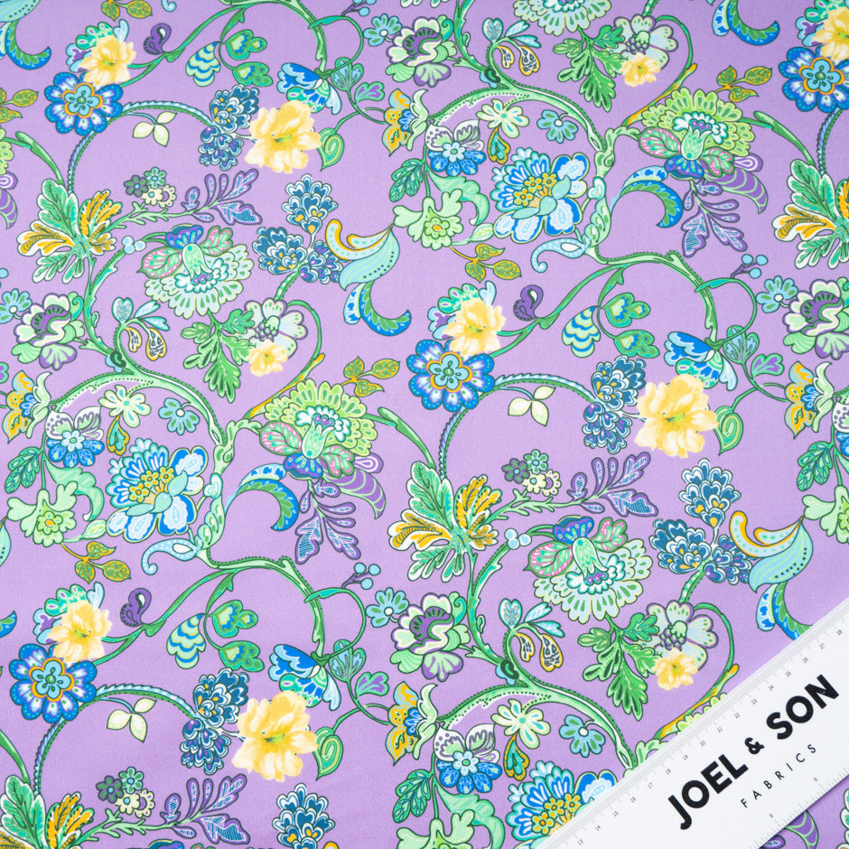 Multi Floral Printed Mauve Cotton