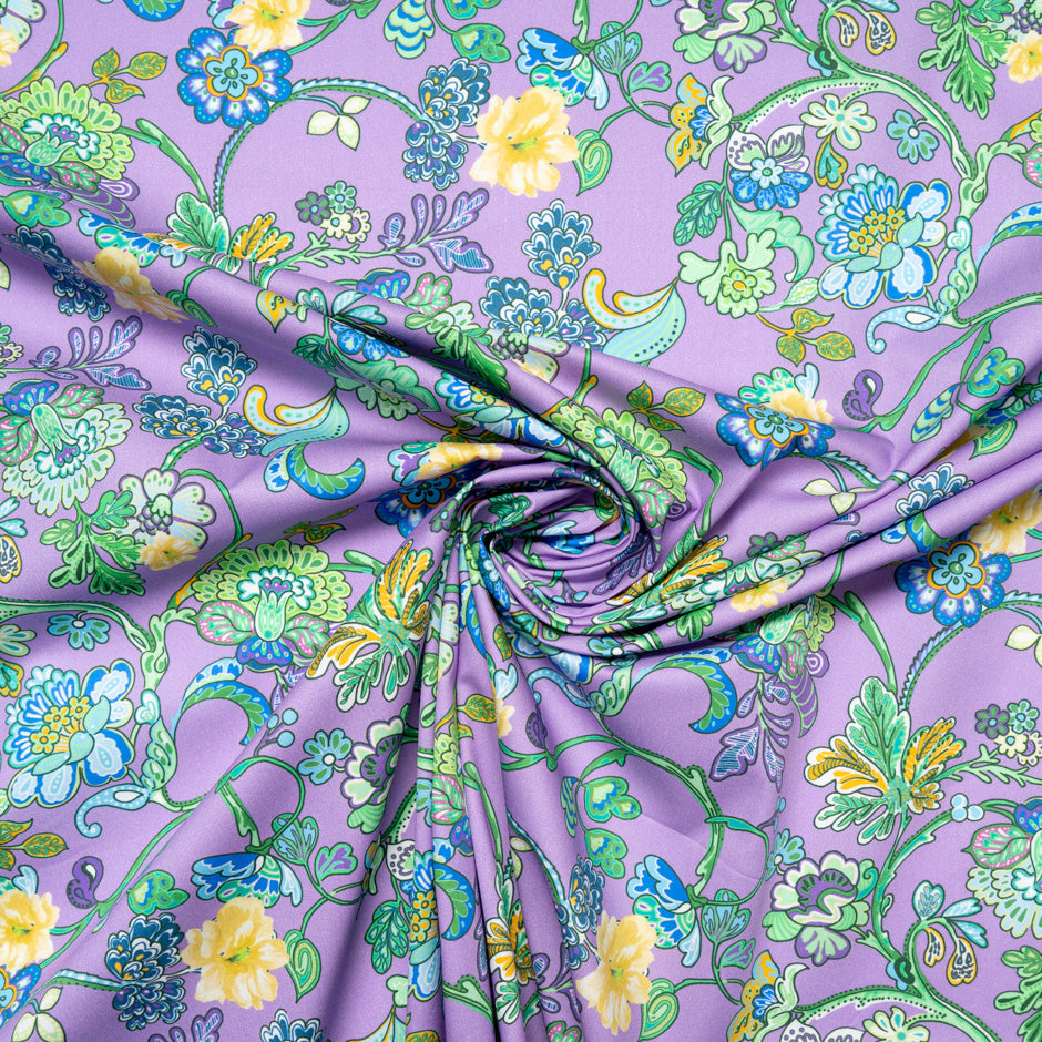 Multi Floral Printed Mauve Cotton
