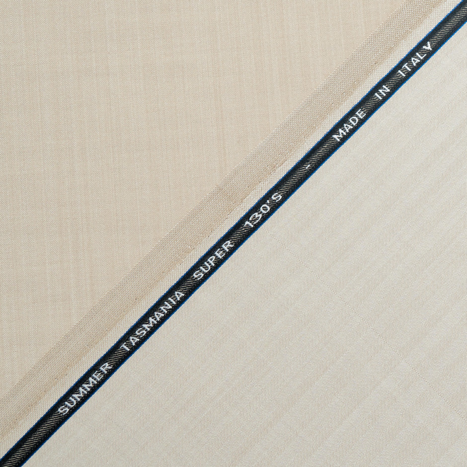 Mid Beige Double-Faced Super 130s Pure Wool Suiting