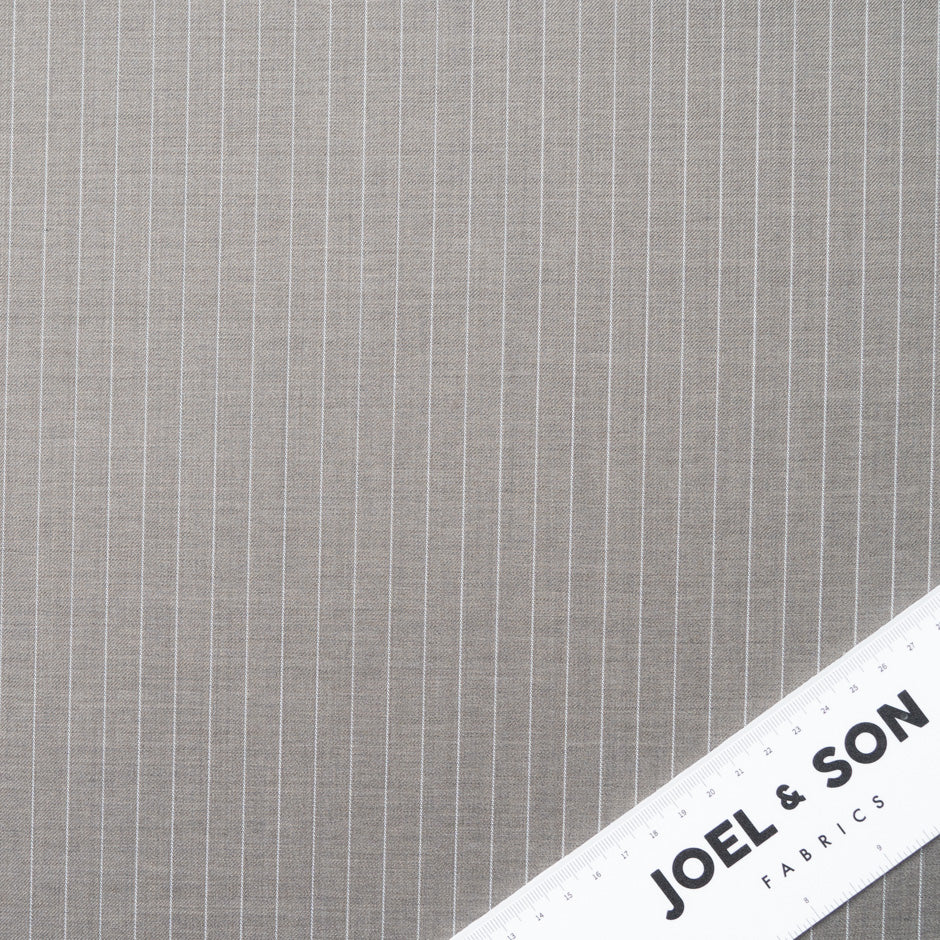 Mid Brown Striped Super 130s Pure Wool Suiting