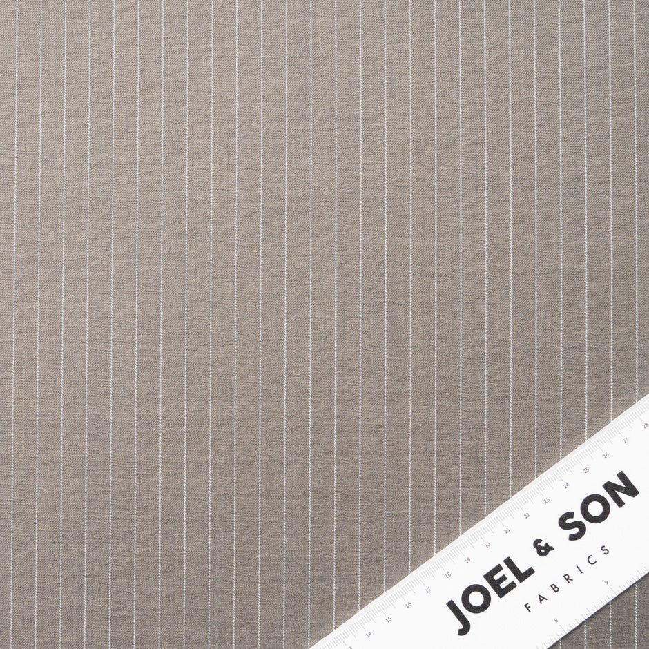 Mid Brown Striped Super 130s Pure Wool Suiting
