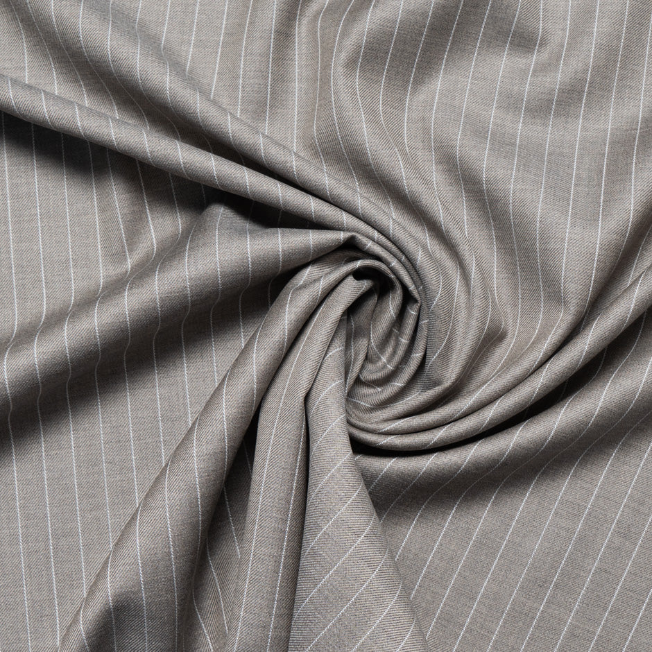 Mid Brown Striped Super 130s Pure Wool Suiting