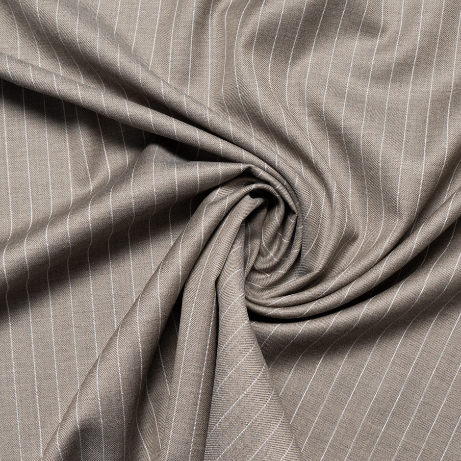 Mid Brown Striped Super 130s Pure Wool Suiting
