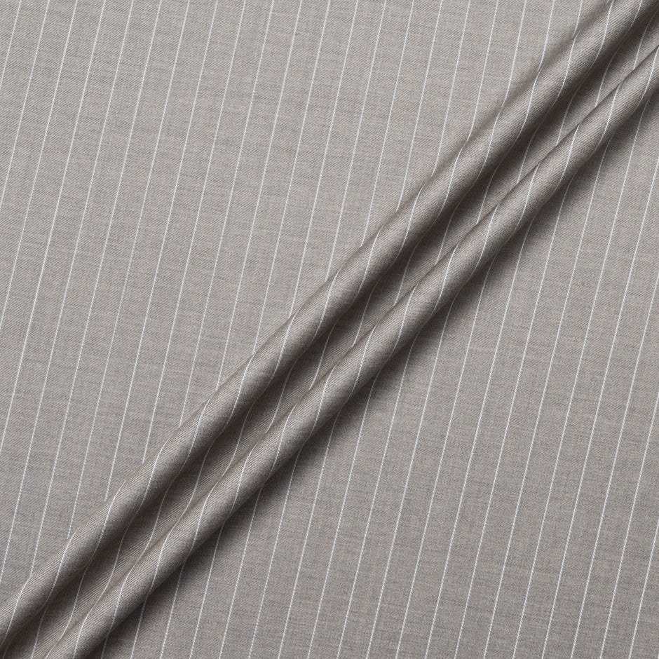 Mid Brown Striped Super 130s Pure Wool Suiting