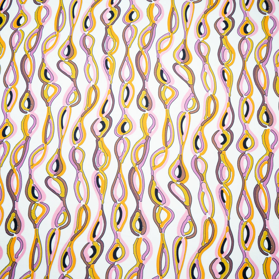 Multi-Coloured Abstract Patterned Silk Twill