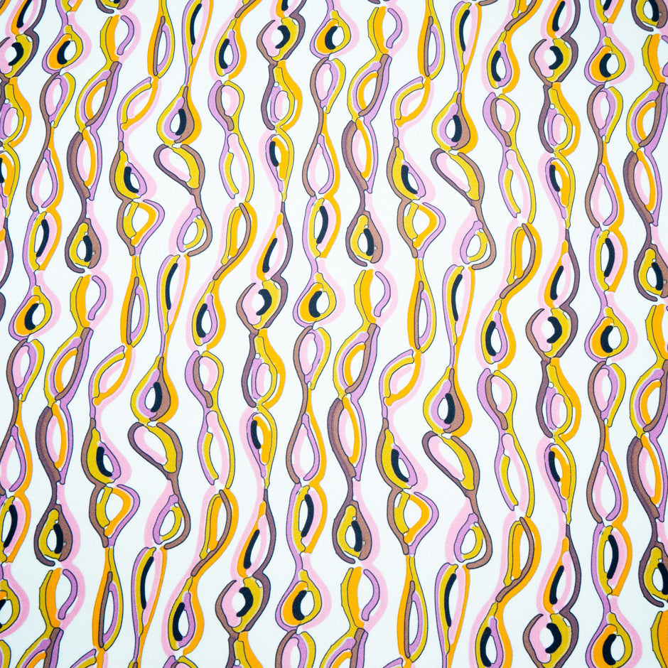 Multi-Coloured Abstract Patterned Silk Twill