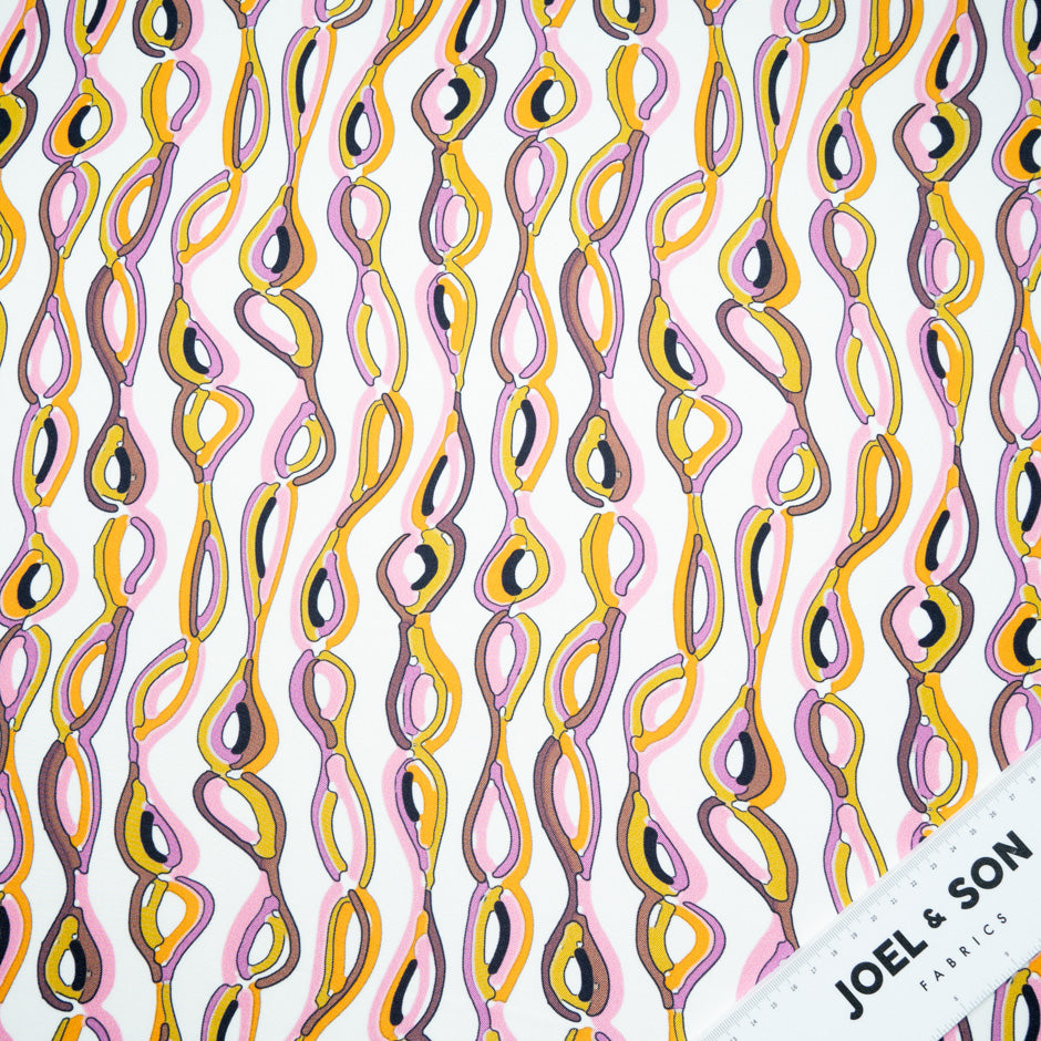 Multi-Coloured Abstract Patterned Silk Twill