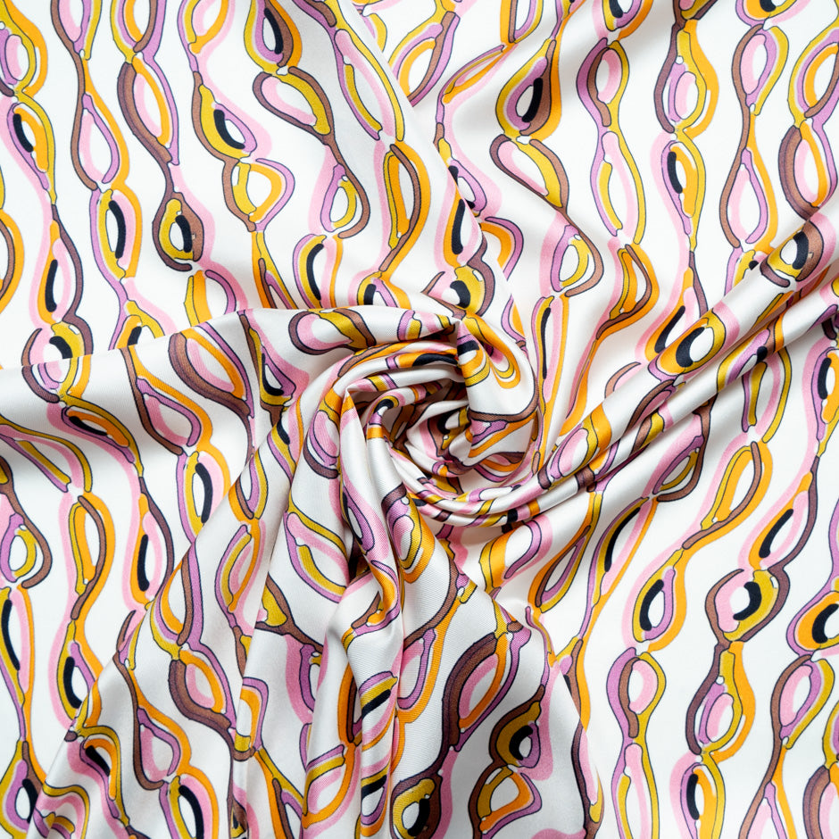 Multi-Coloured Abstract Patterned Silk Twill