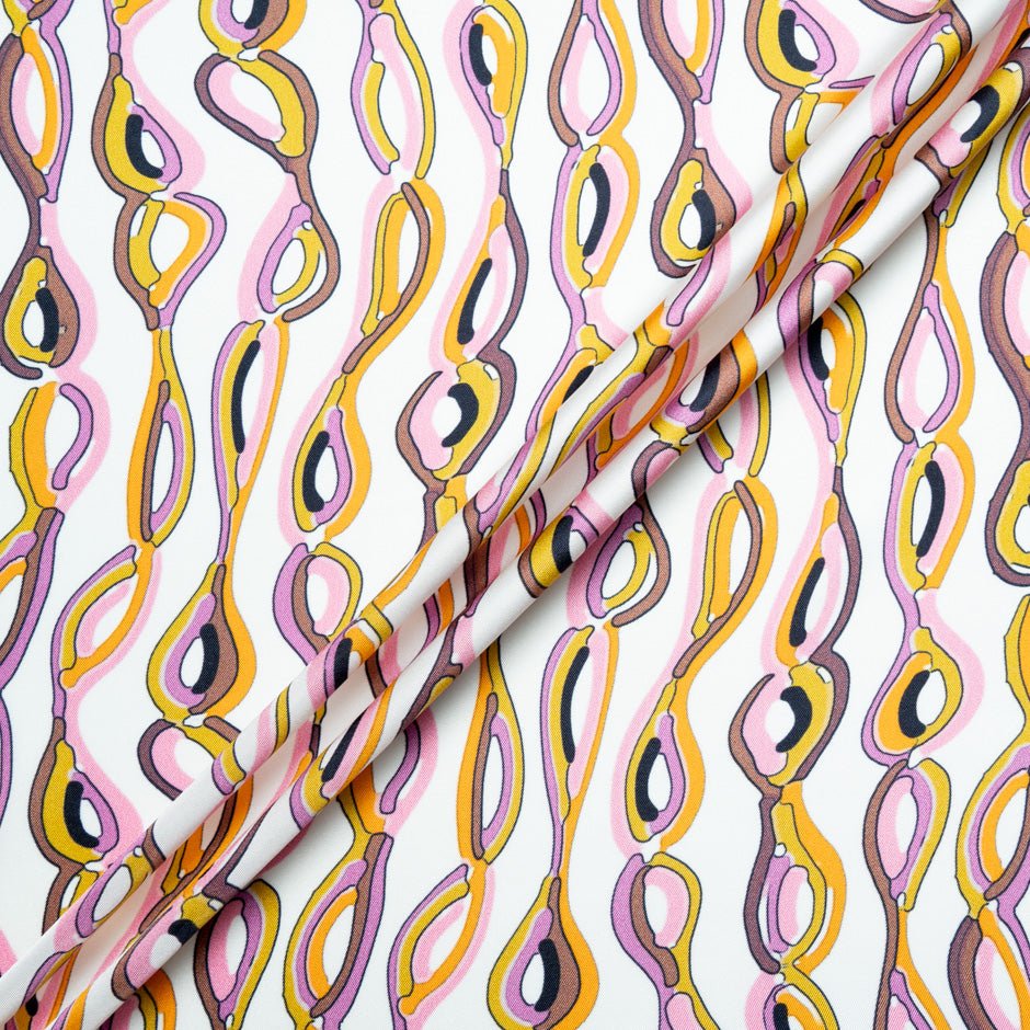 Multi-Coloured Abstract Patterned Silk Twill