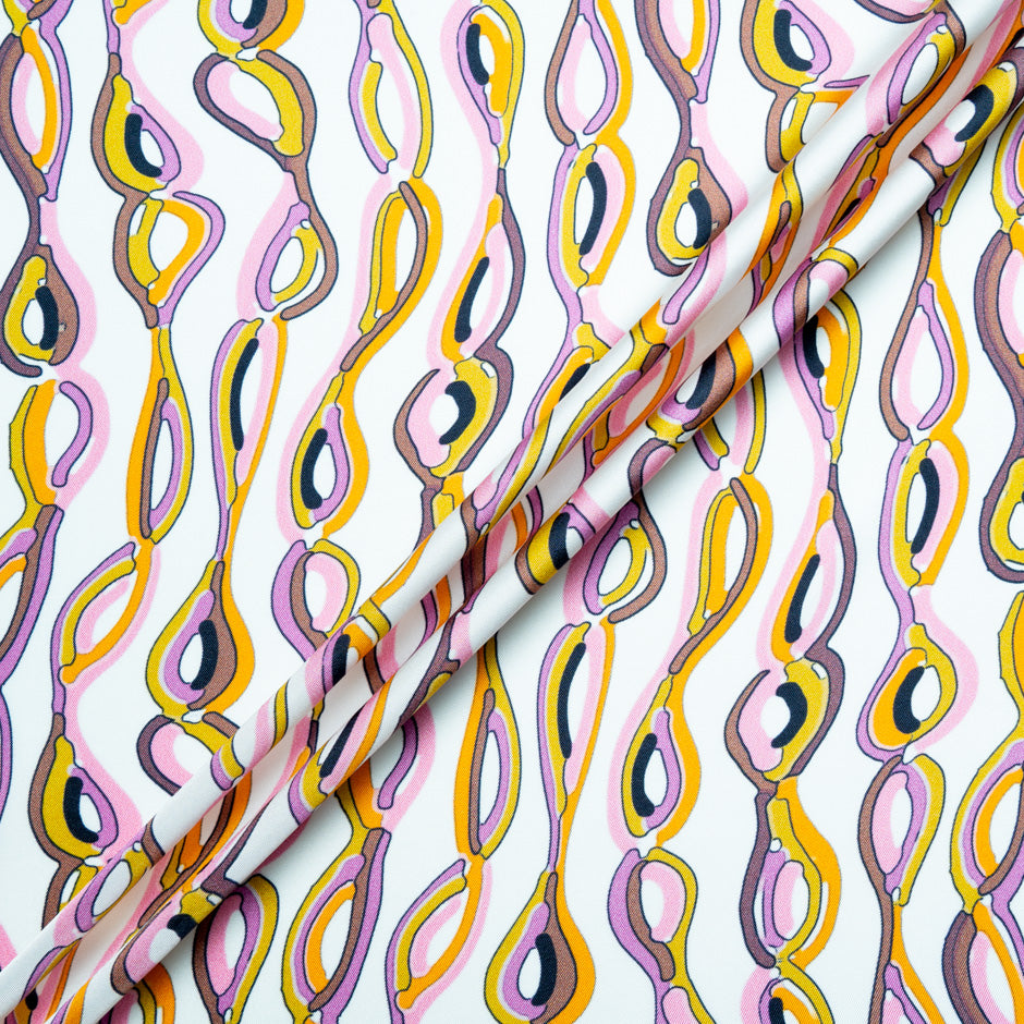 Multi-Coloured Abstract Patterned Silk Twill
