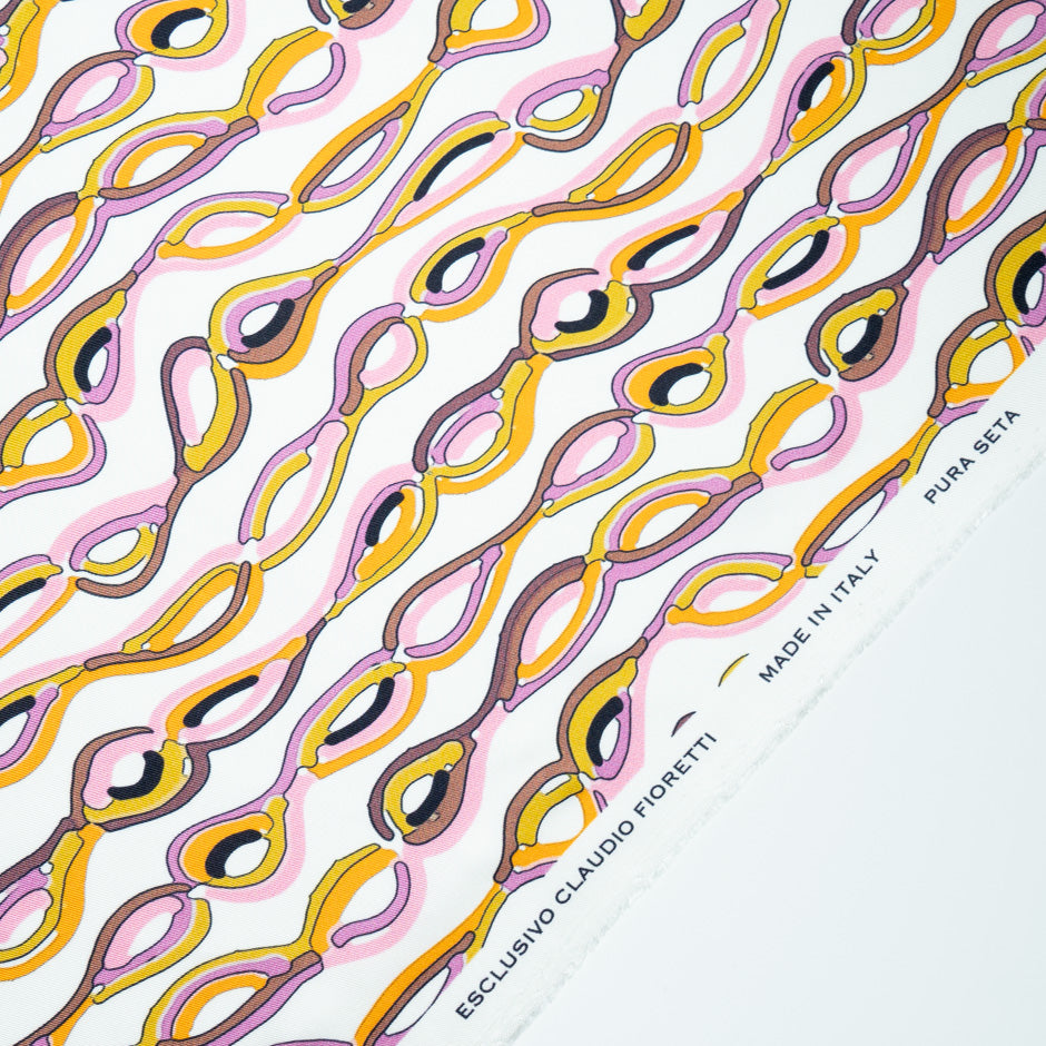 Multi-Coloured Abstract Patterned Silk Twill