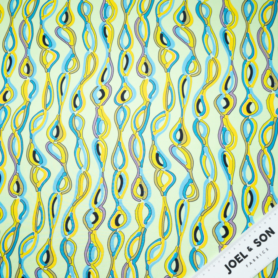 Abstract Patterned Green Silk Twill