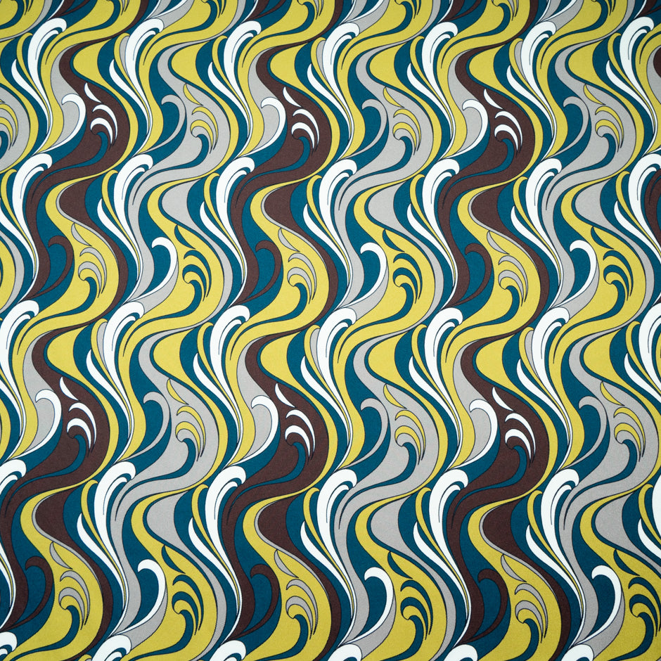Multi-Coloured Swirl Patterned Pure Silk Twill