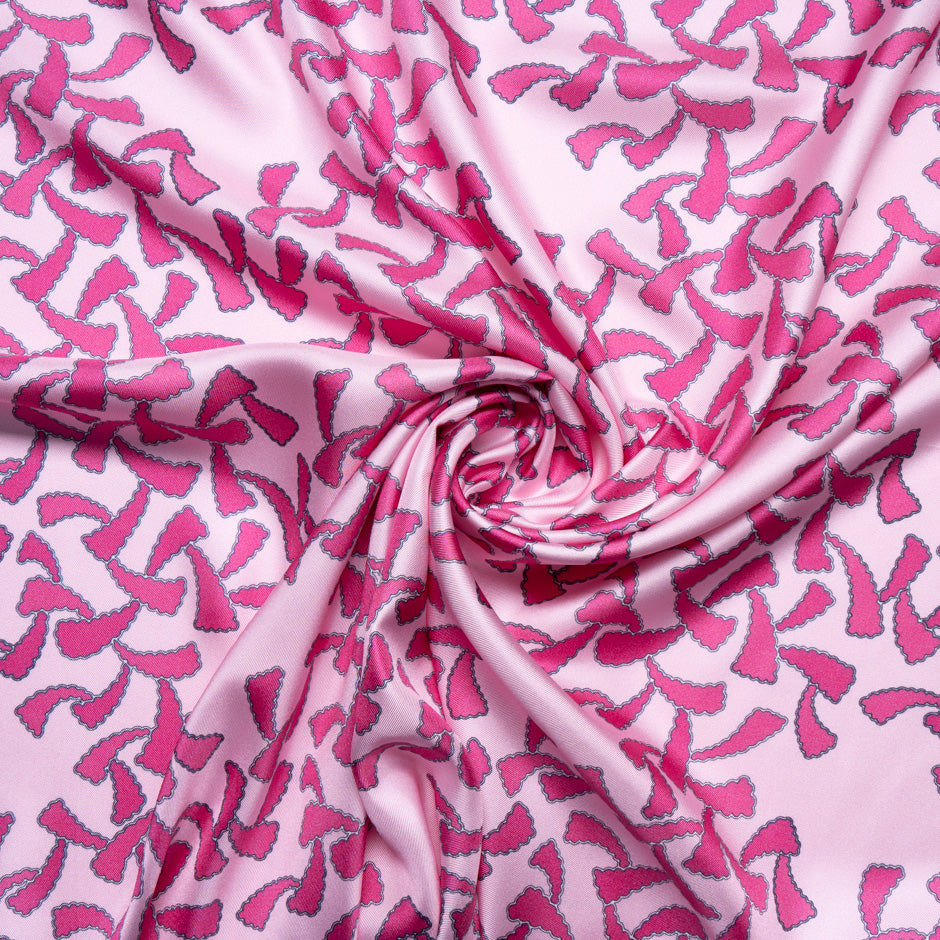 Pink Two-Tone Patterned Silk Twill