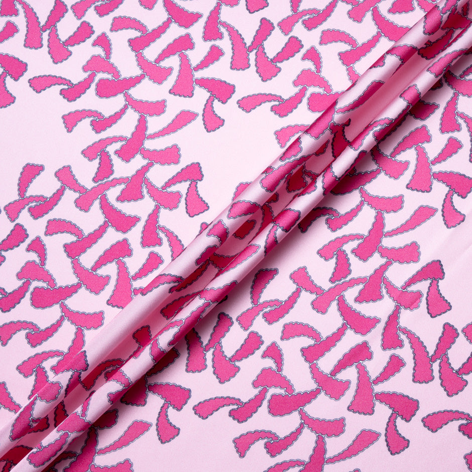 Pink Two-Tone Patterned Silk Twill