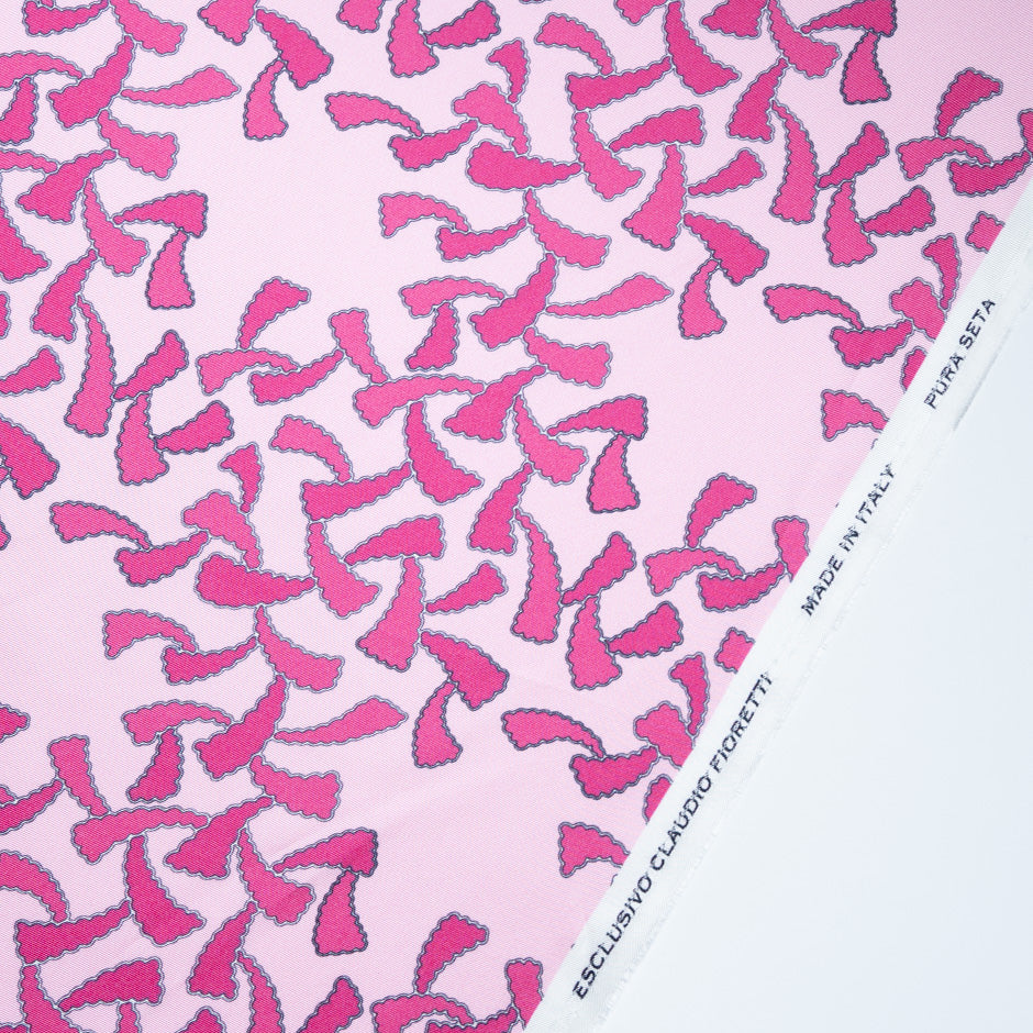 Pink Two-Tone Patterned Silk Twill