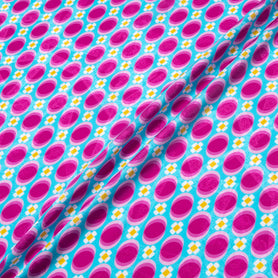 Pink Geometric Printed Blue Silk Jacquard
