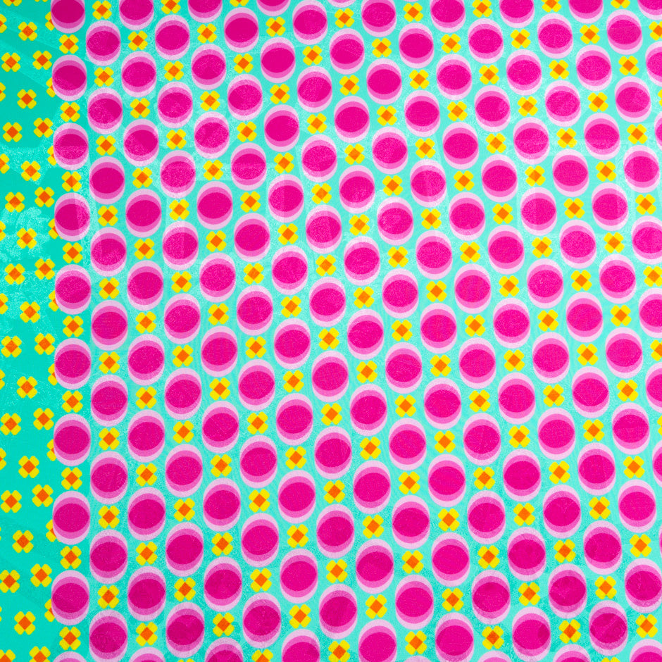 Pink Geometric Printed Mint Silk Jacquard