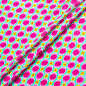 Pink Geometric Printed Mint Silk Jacquard