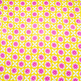 Geometric Floral Printed Yellow Silk Jacquard