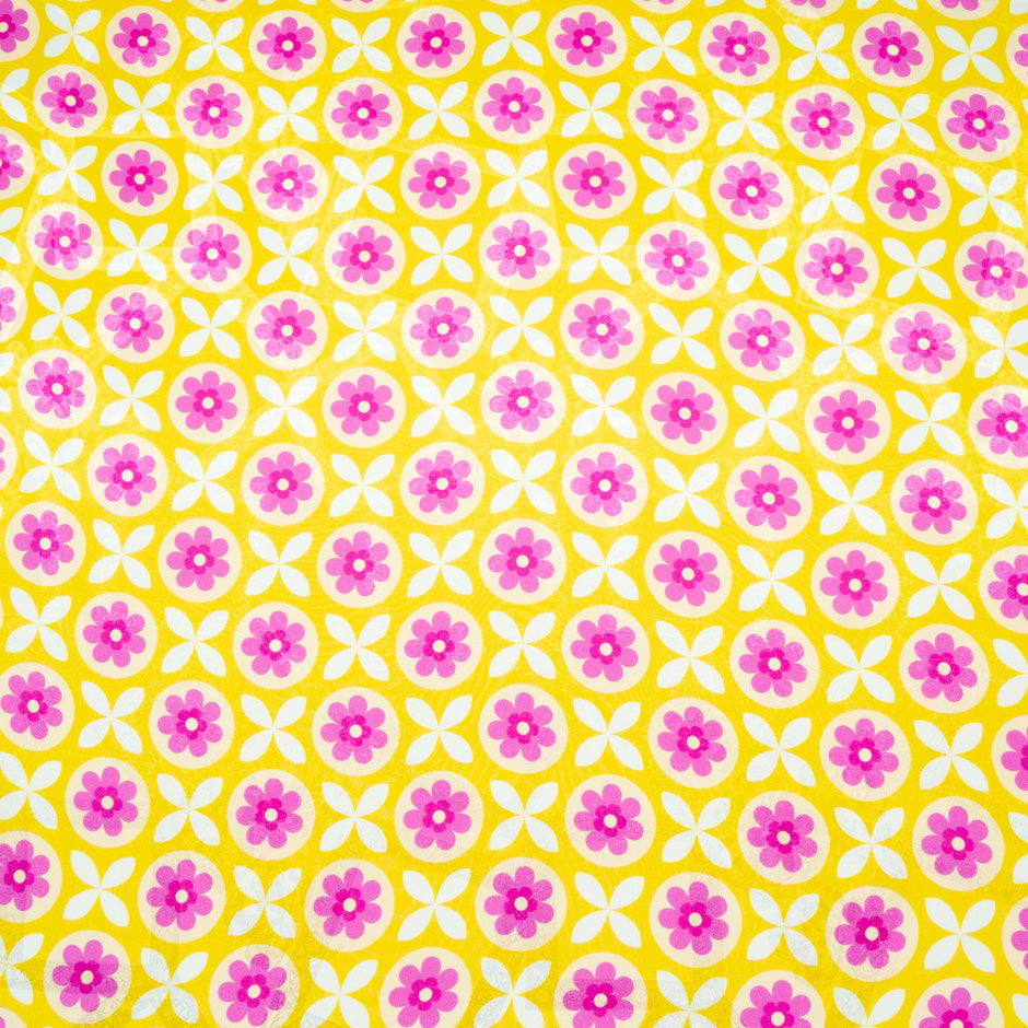 Geometric Floral Printed Yellow Silk Jacquard