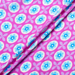 Geometric Floral Printed Fuchsia Silk Jacquard