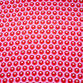 Red & Pink Geo Retro Floral Printed Silk Jacquard