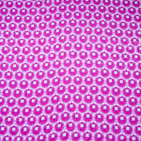 Fuchsia Geo Retro Floral Printed Silk Jacquard
