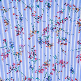 Multi Floral Printed Blue Cotton Blend