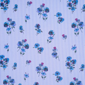 Blue Pansy Printed Blue Cotton Blend
