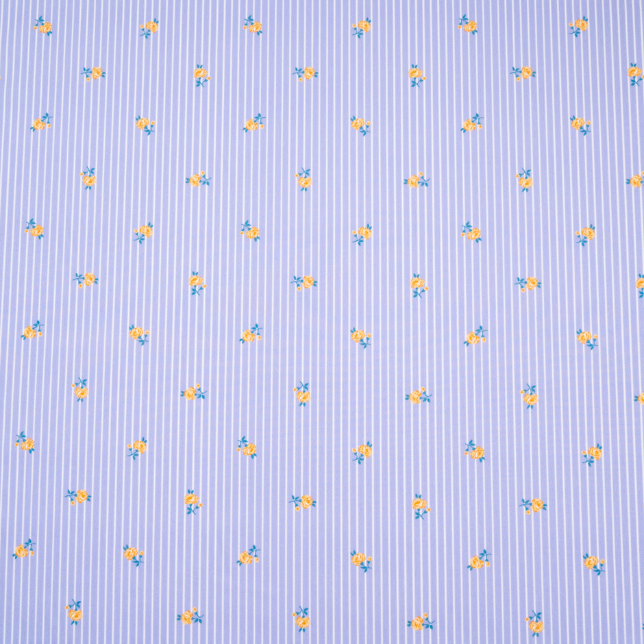 Striped & Yellow Floral Lilac Superfine Cotton
