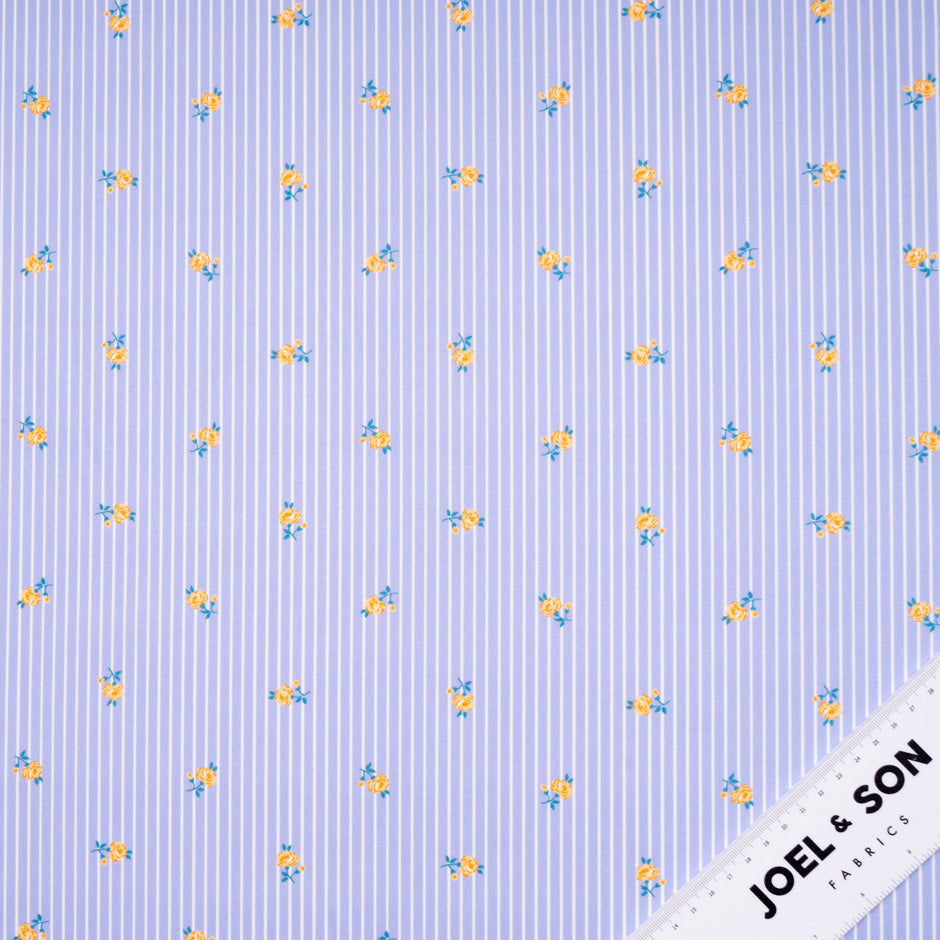 Striped & Yellow Floral Lilac Superfine Cotton