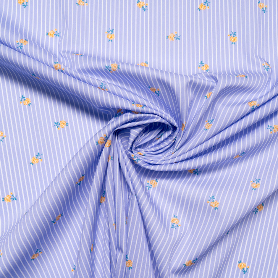 Striped & Yellow Floral Lilac Superfine Cotton